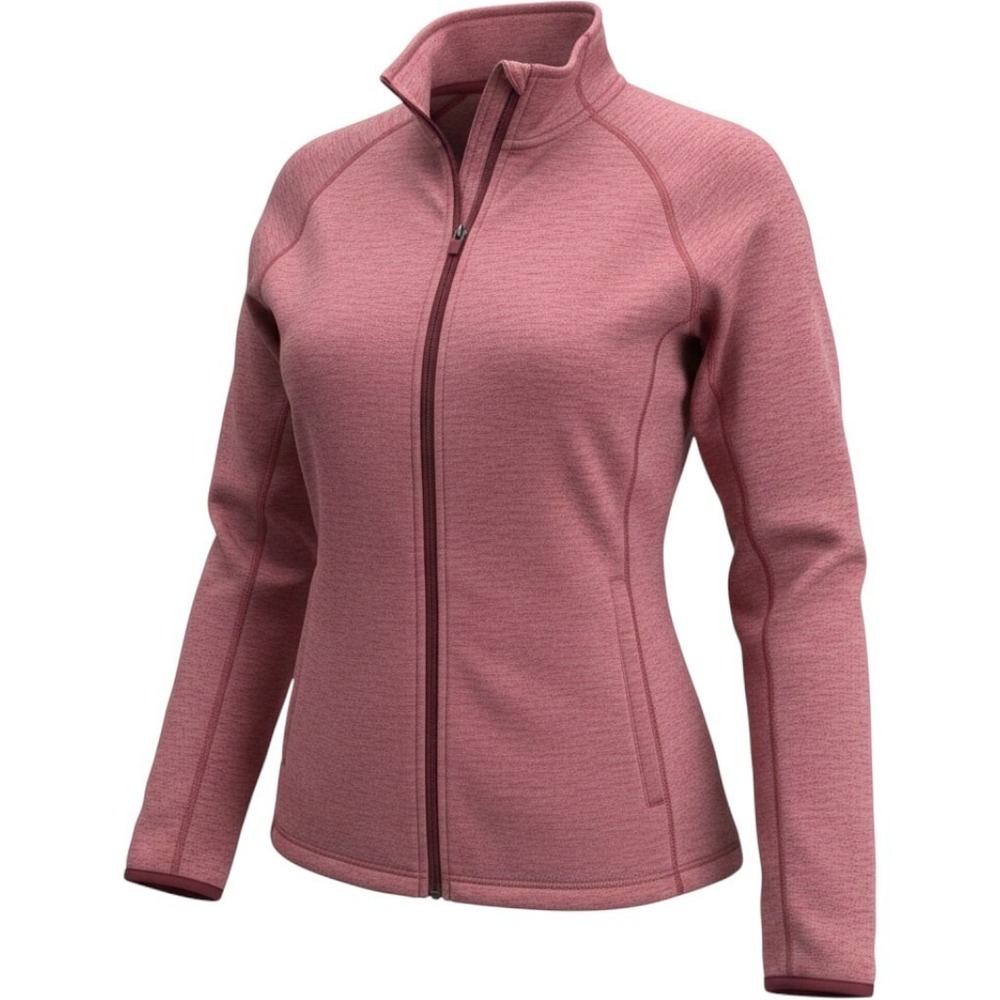 Eddie Bauer Womens Pink Heathered Full Zip Fleece Jacket Mock Neck M Outdoor